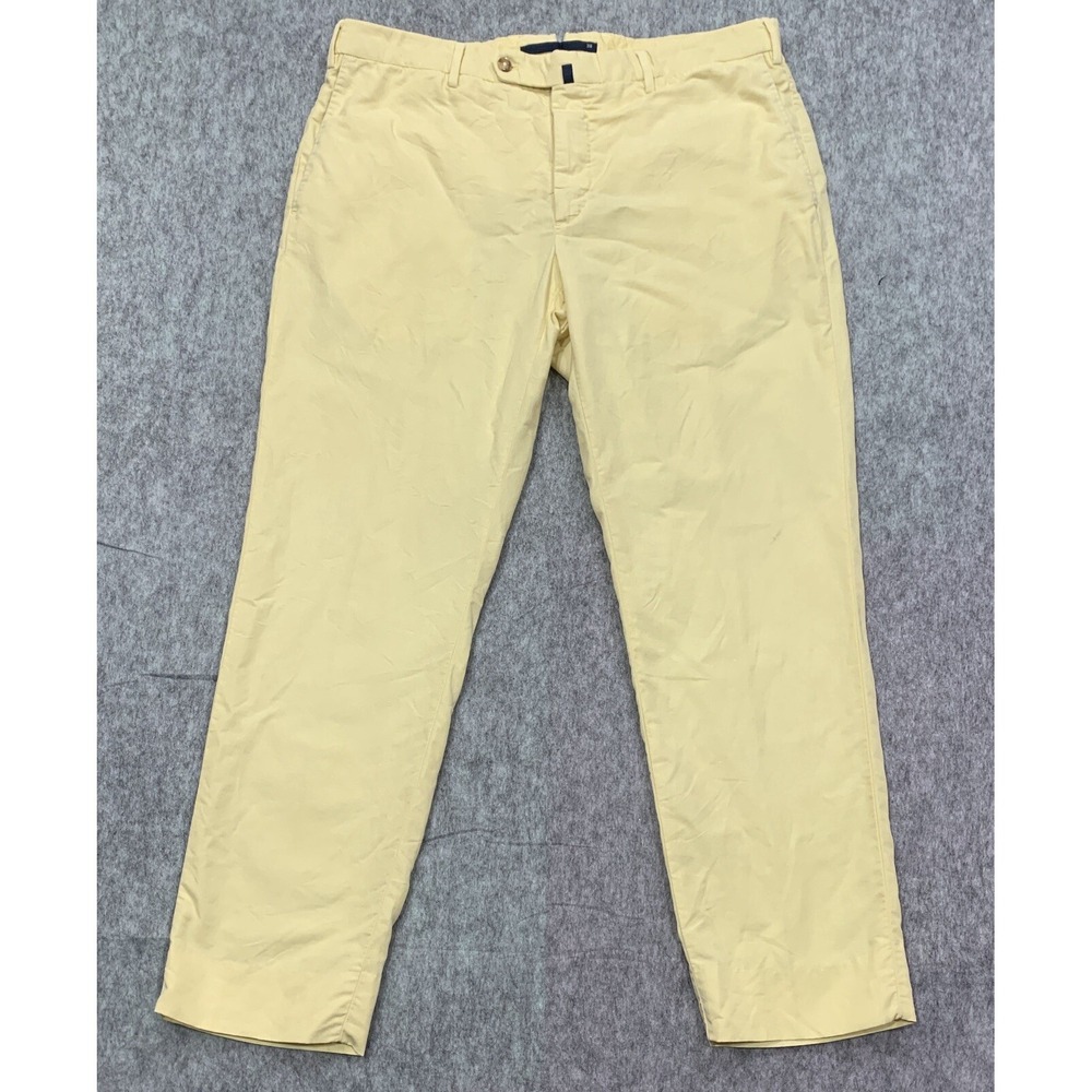 Incotex Chinolino Linen Blend Standard Fit Men's Yellow Pants Size Actual 36x30